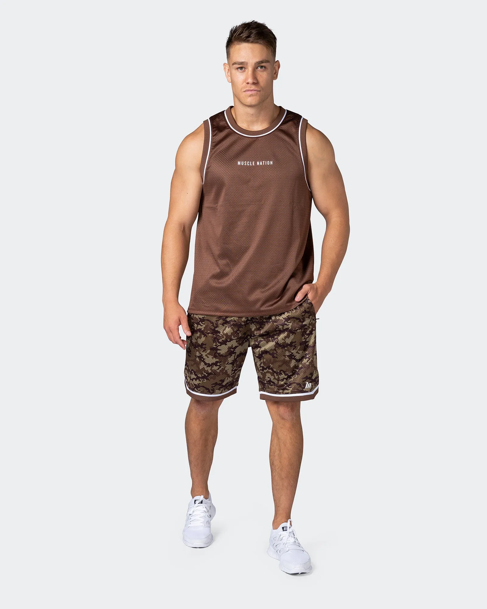 8" Basketball Shorts - Chestnut Camo Print