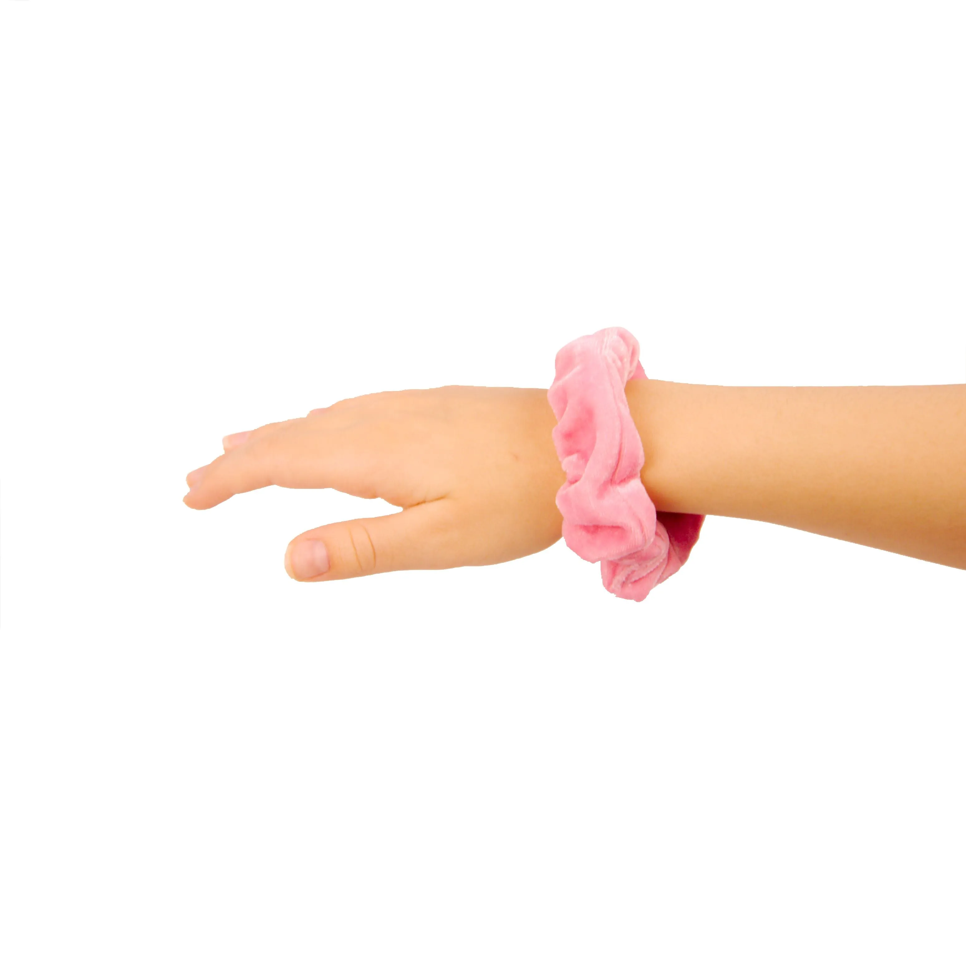 Amelia Beauty, Pink Velvet Scrunchies, 3.5in Diameter, Gentle on Hair, Strong Hold, No Snag, No Dents or Creases. 8 Pack