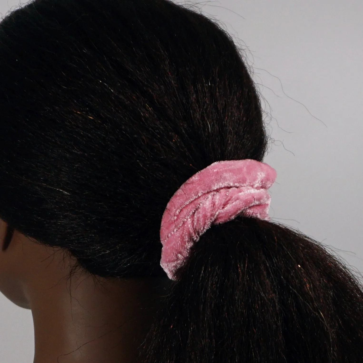 Amelia Beauty, Pink Velvet Scrunchies, 3.5in Diameter, Gentle on Hair, Strong Hold, No Snag, No Dents or Creases. 8 Pack