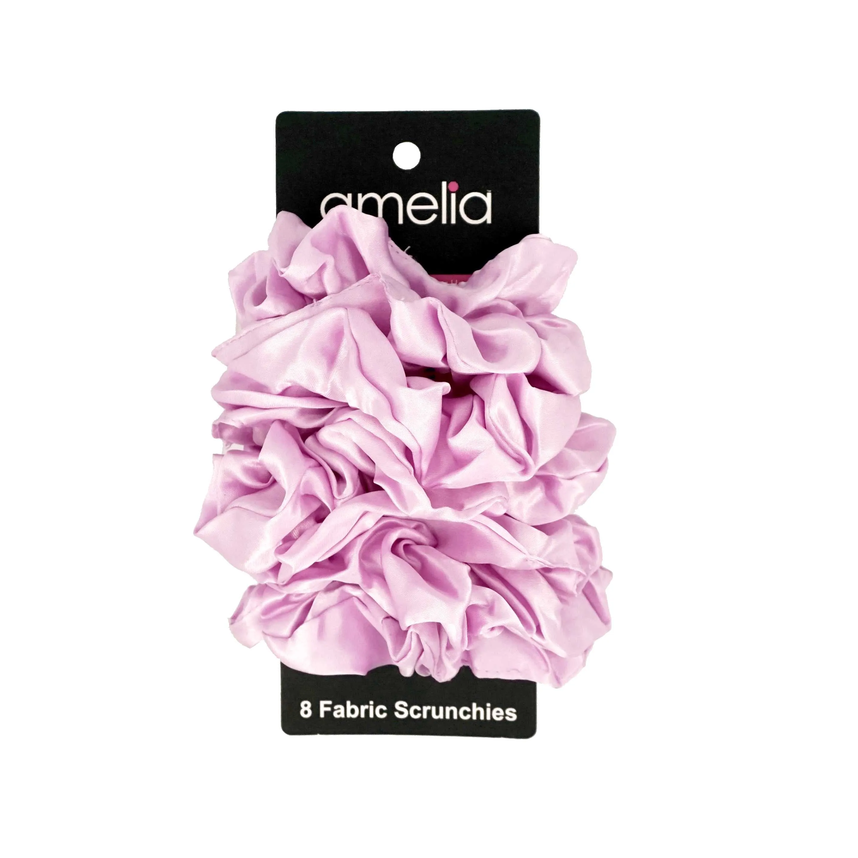Amelia Beauty Products, Pink Satin Scrunchies, 3.5in Diameter, Gentle on Hair, Strong Hold, No Snag, No Dents or Creases. 8 Pack