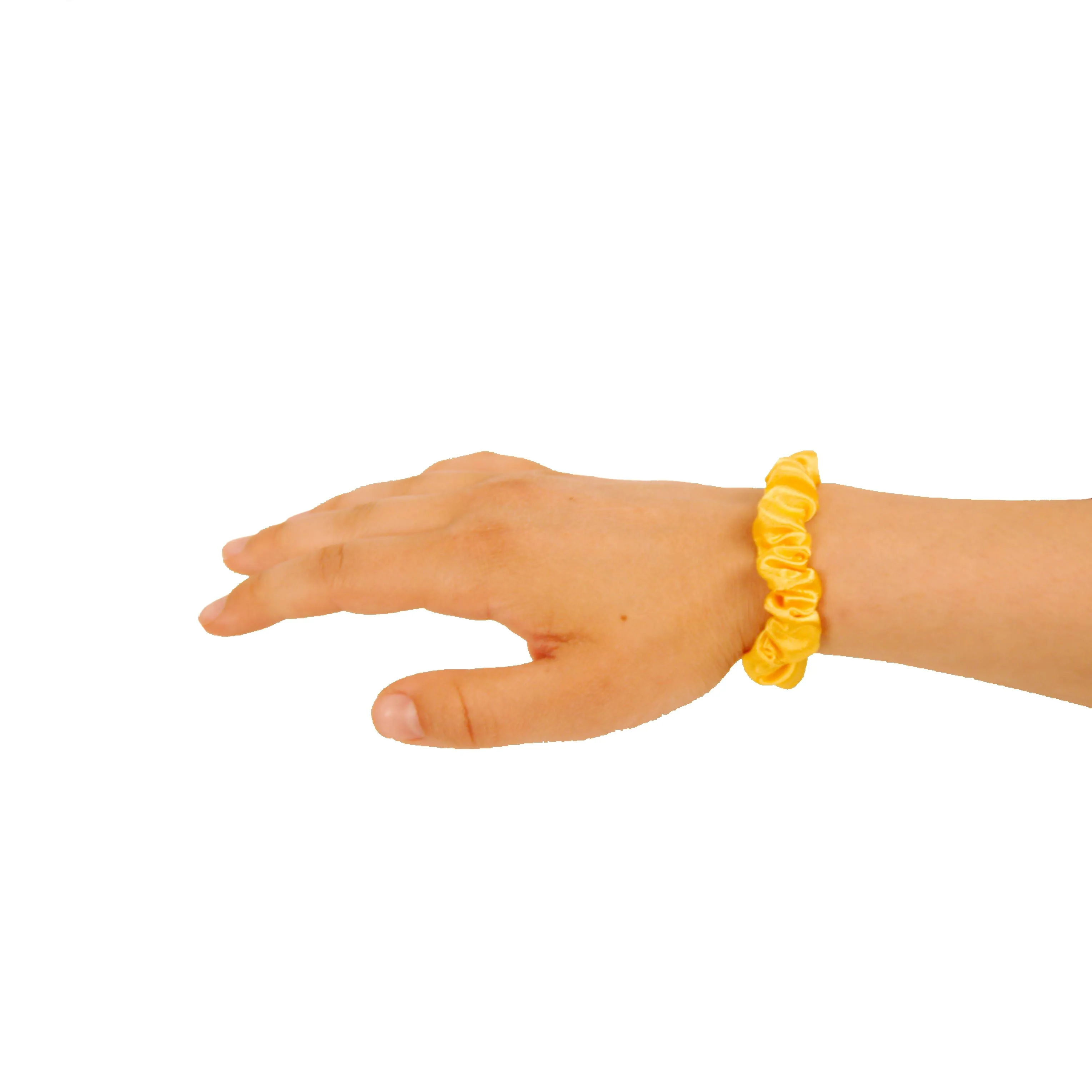Amelia Beauty, Yellow Satin Scrunchies, 2.25in Diameter, Gentle on Hair, Strong Hold, No Snag, No Dents or Creases. 12 Pack