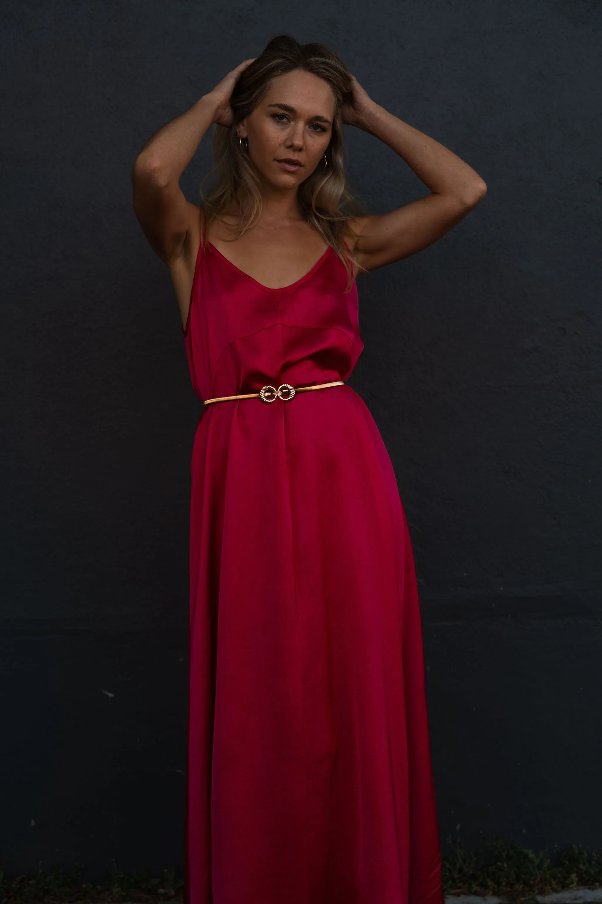Arielle Maxi Dress in Vivid Pink