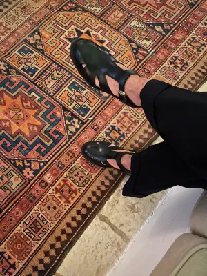 Autumn Sandal - Black Leather