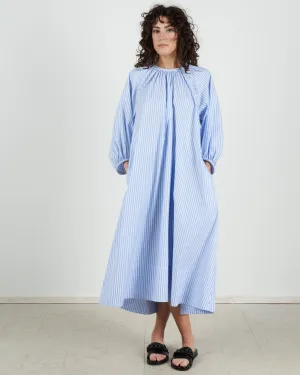 awning stripe dress - sky blue