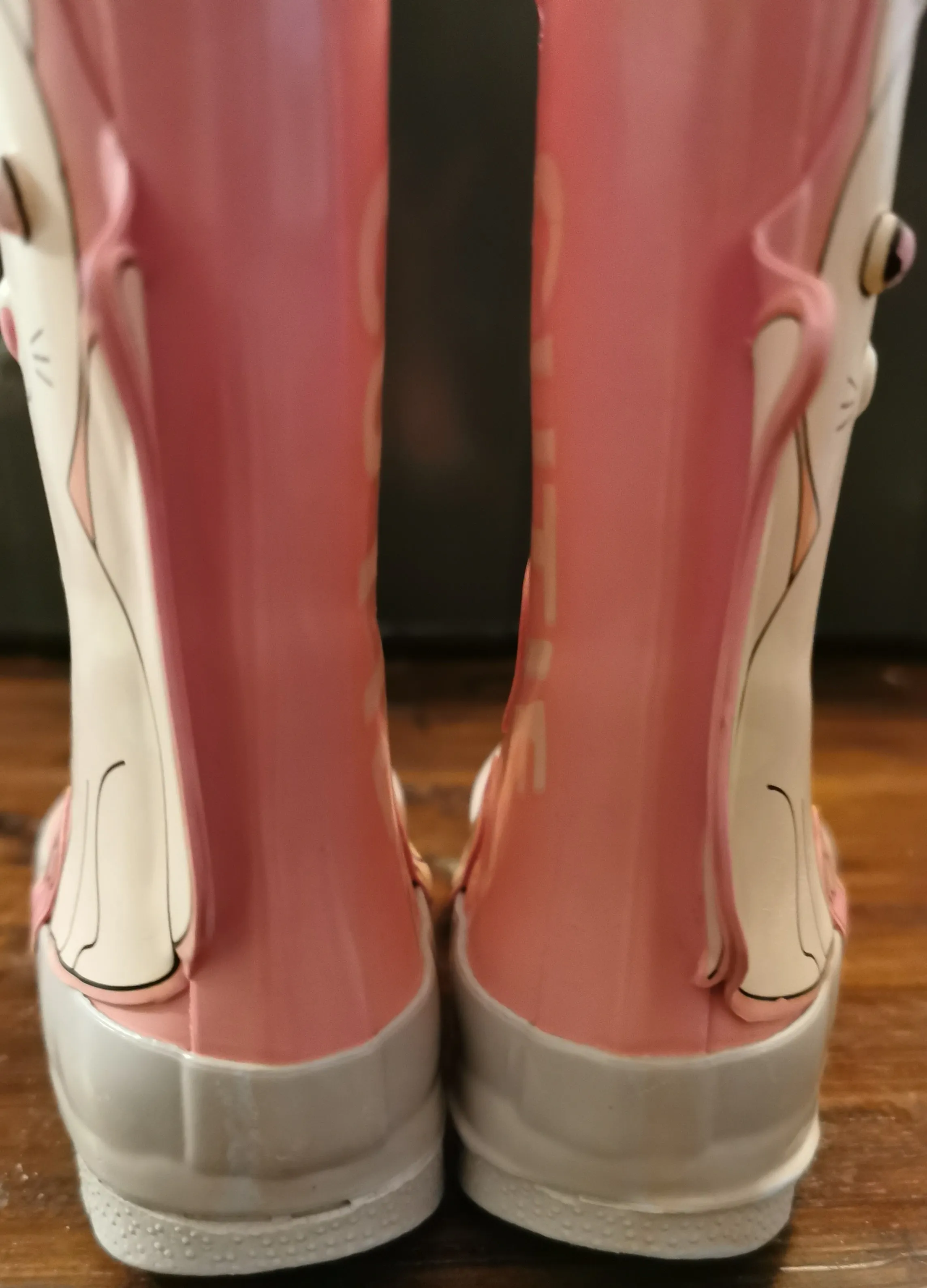 BABY GIRL SIZE 5 TODDLER - JOE FRESH, Kitty Rain Boots, Pink / Spring Flowers VGUC B20