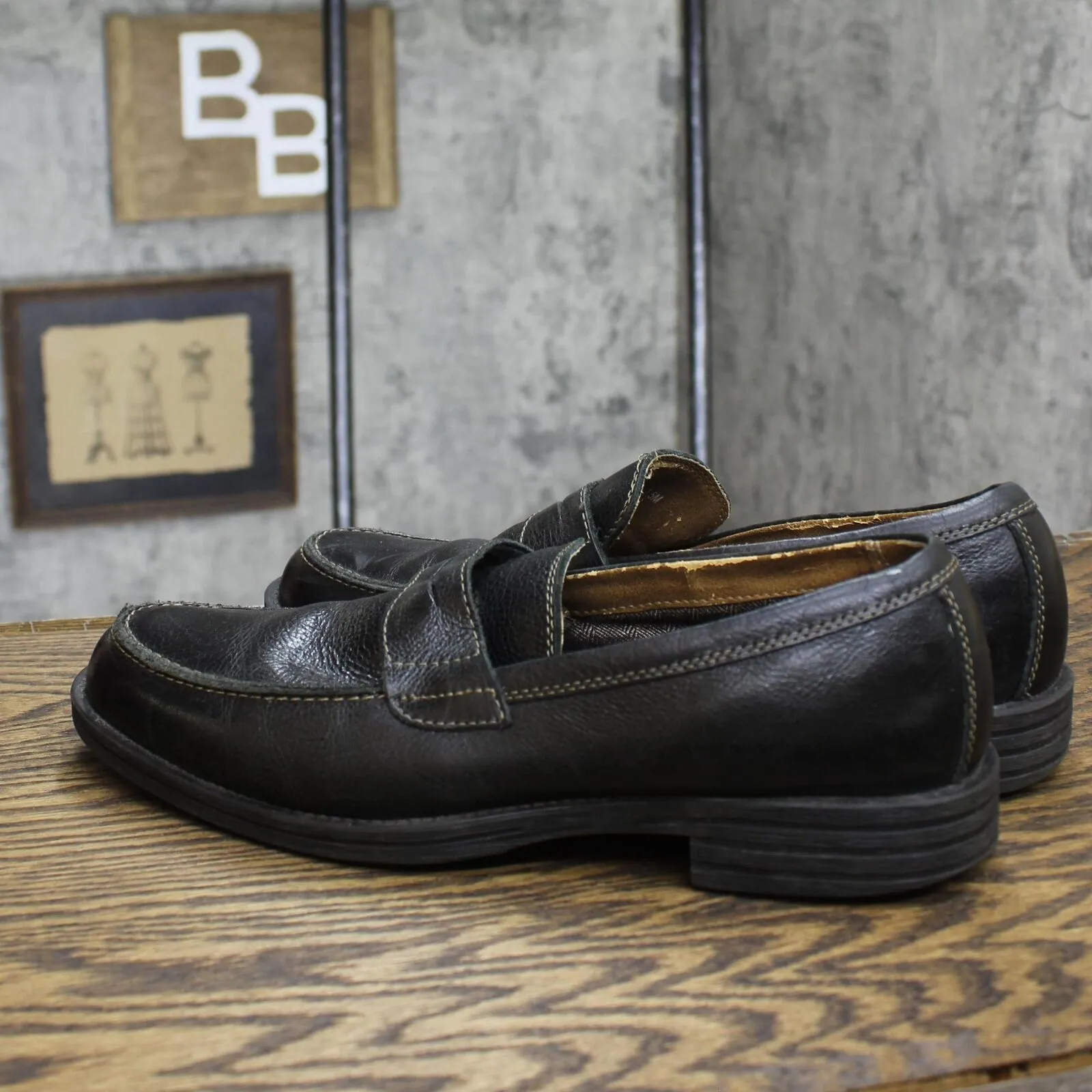 Bass Mens Pull On Loafers Dress Shoes 166689cc0a4c2b Black 7.5M