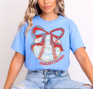 Bella or Comfort Colors Patriots Lewisburg Baseball Bow Shirt / Youth and Adult Sizes/ Lewisburg -Desoto County Schools