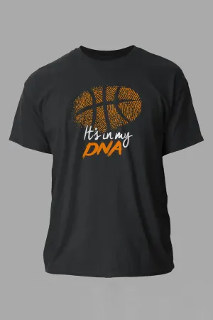 Black It's In My DNA Basketball Print Short Sleeve Men's T Shirt