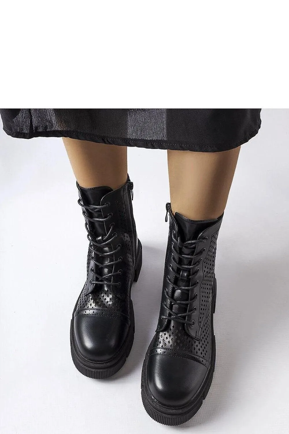 Black lacy ankle boots