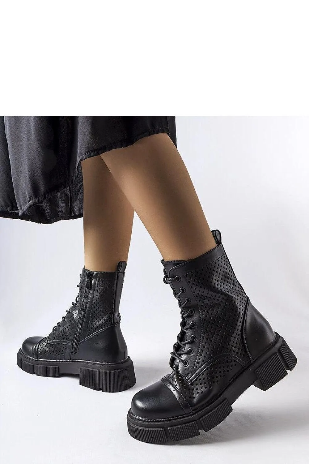 Black lacy ankle boots