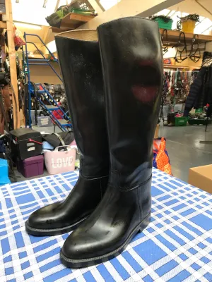 Black long rubber riding boots size 4 14” calf FREE POSTAGE ✅