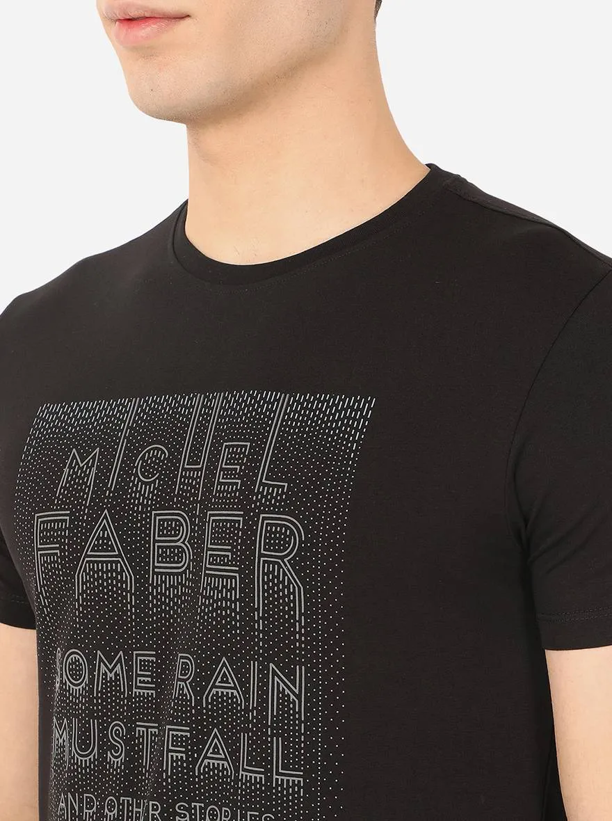 Black Printed Slim Fit T-Shirt | JadeBlue