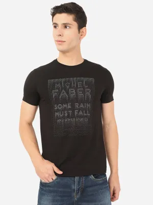 Black Printed Slim Fit T-Shirt | JadeBlue