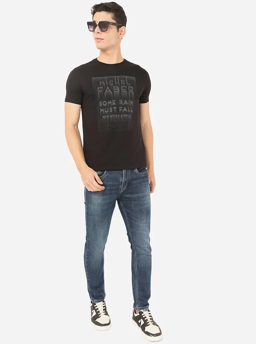 Black Printed Slim Fit T-Shirt | JadeBlue