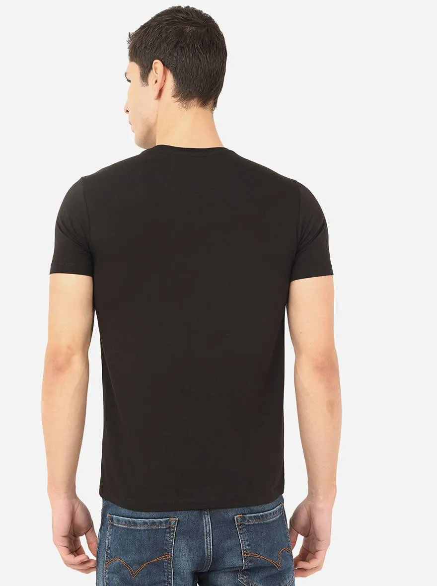 Black Printed Slim Fit T-Shirt | JadeBlue