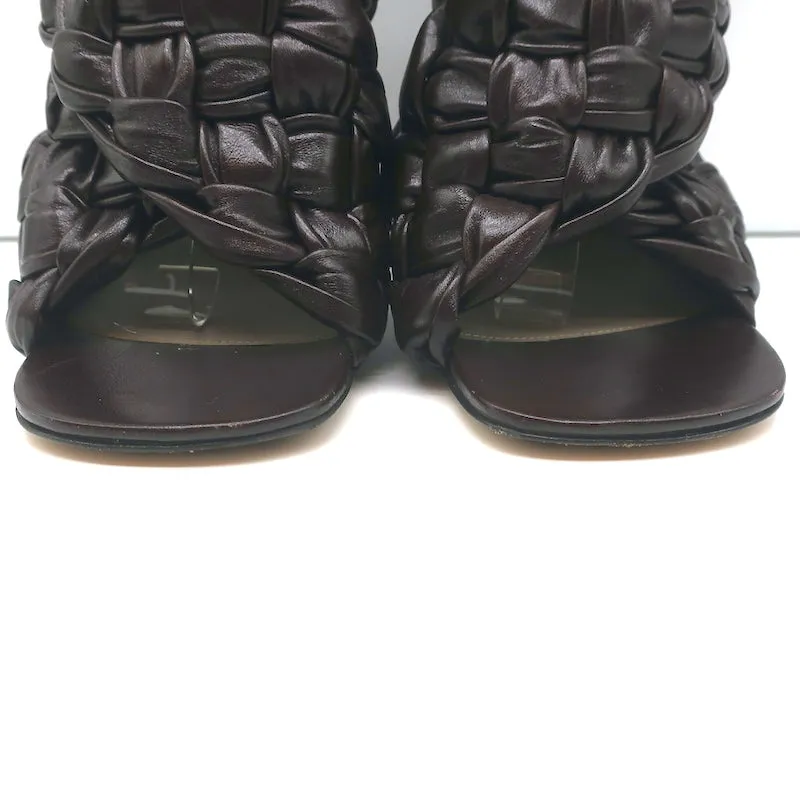 Bottega Veneta Board Crisscross Sandals Espresso Intrecciato Leather Size 39
