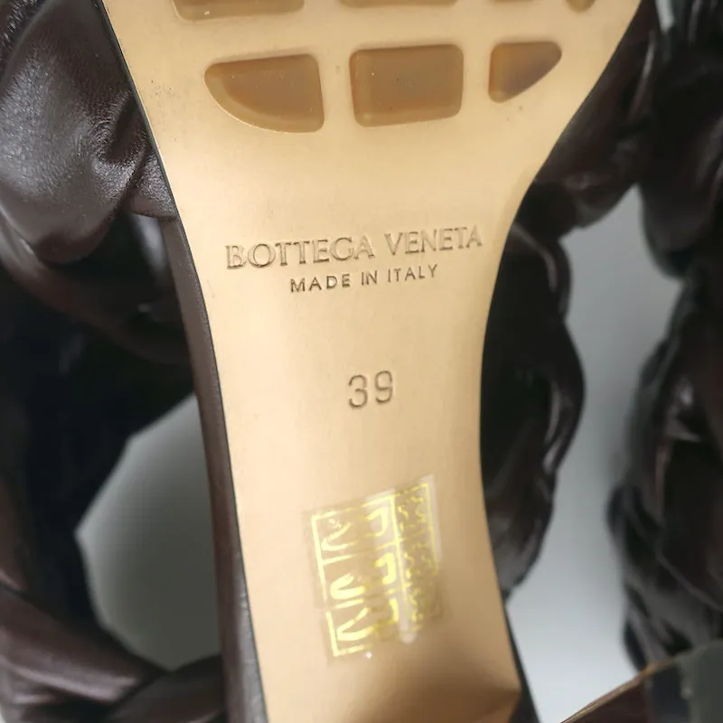 Bottega Veneta Board Crisscross Sandals Espresso Intrecciato Leather Size 39