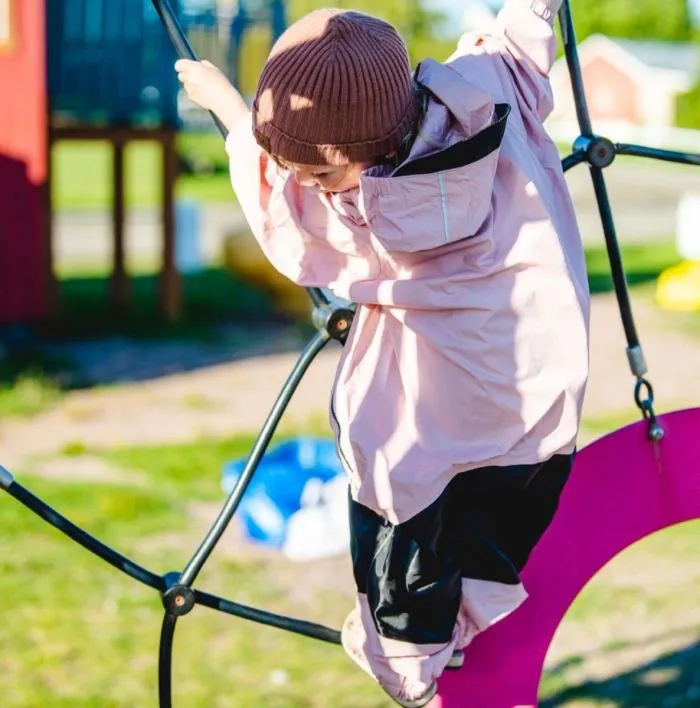 Calikids One Piece Rain Suit in Blush 12M to 5Y