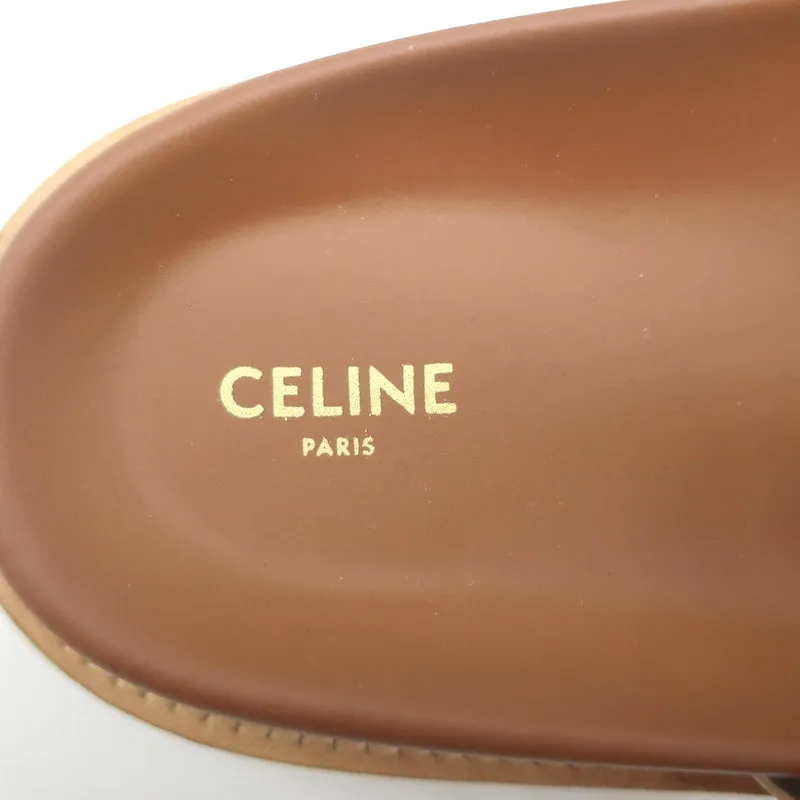 Celine Tippi Triomphe Slide Sandals Gold Metallic Leather Size 40 NEW