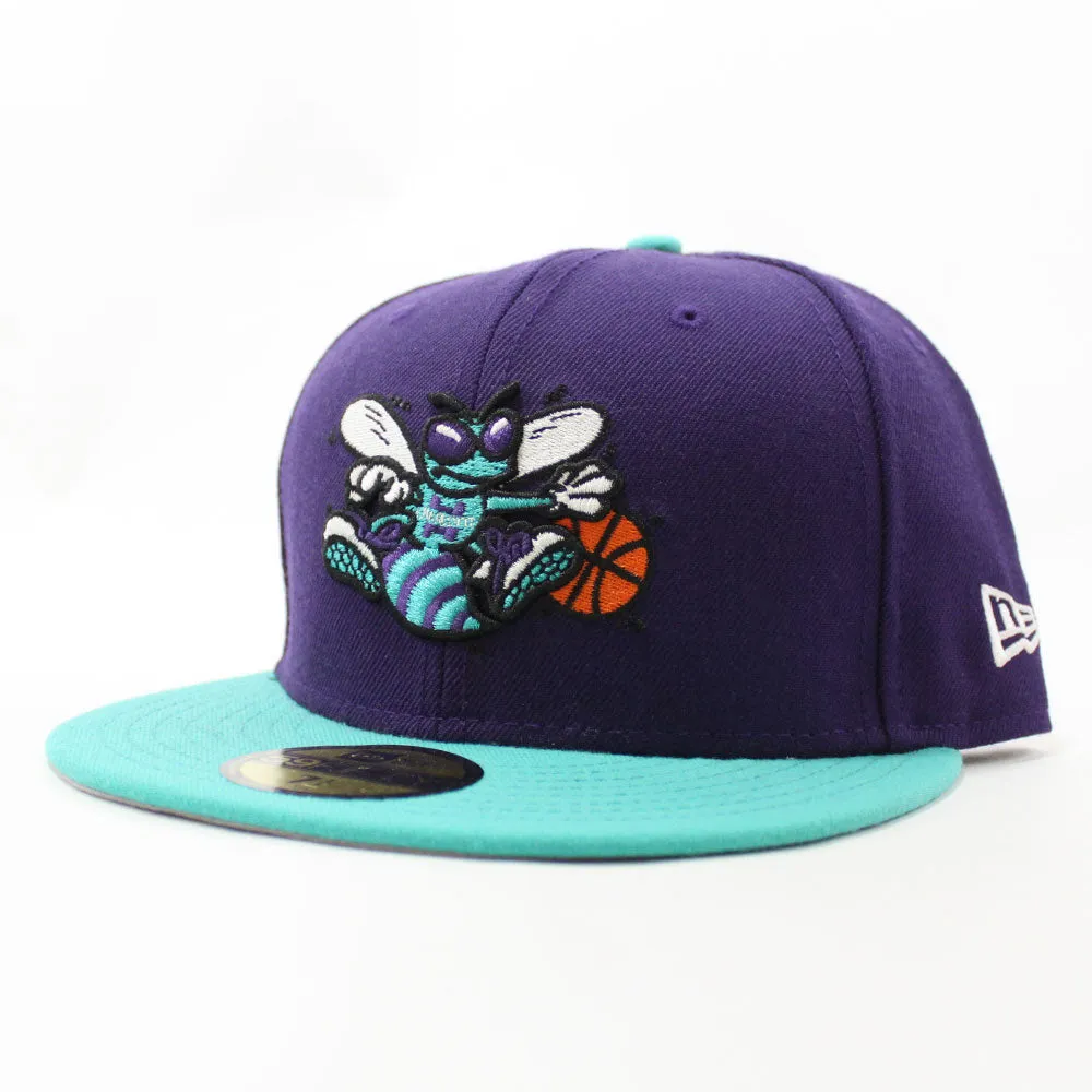CHARLOTTE HORNETS NEW ERA 5950 FITTED HATS (PURPLE TEAL GRAY UNDER BRIM)