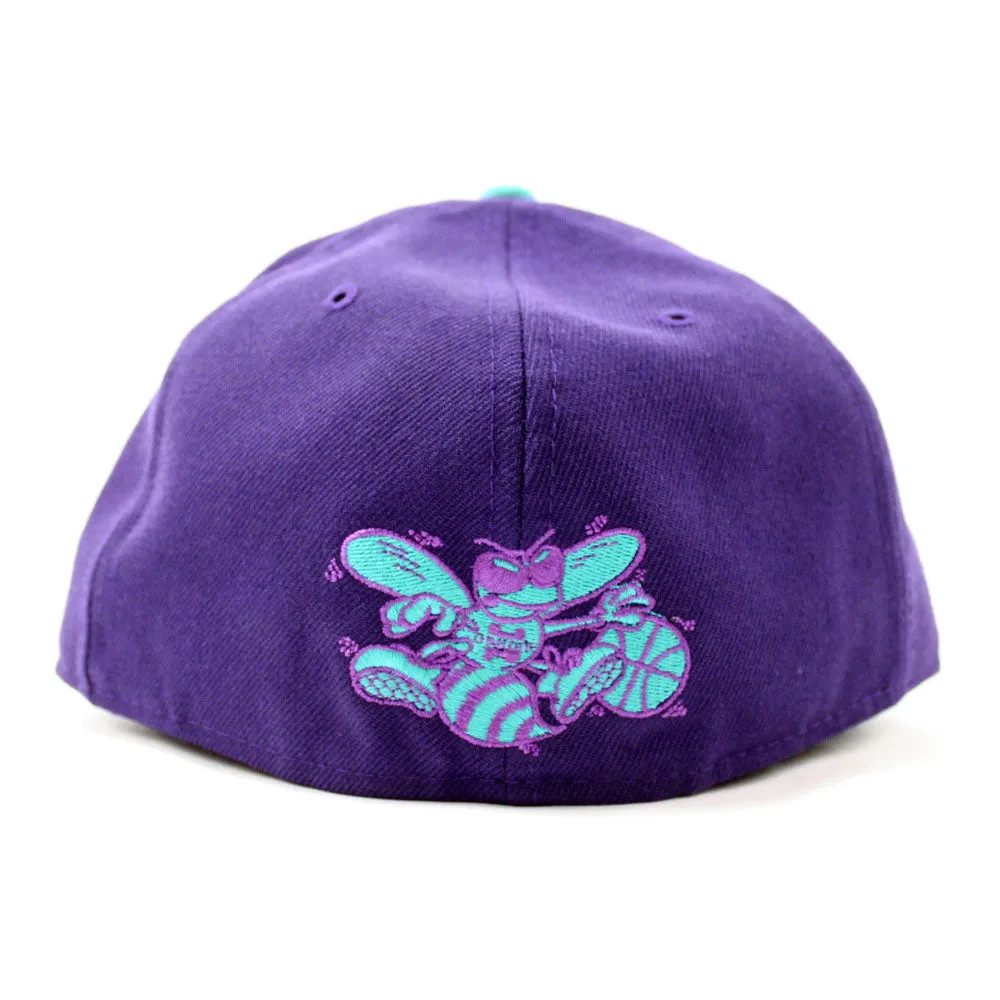 CHARLOTTE HORNETS NEW ERA 5950 FITTED HATS (PURPLE TEAL GRAY UNDER BRIM)