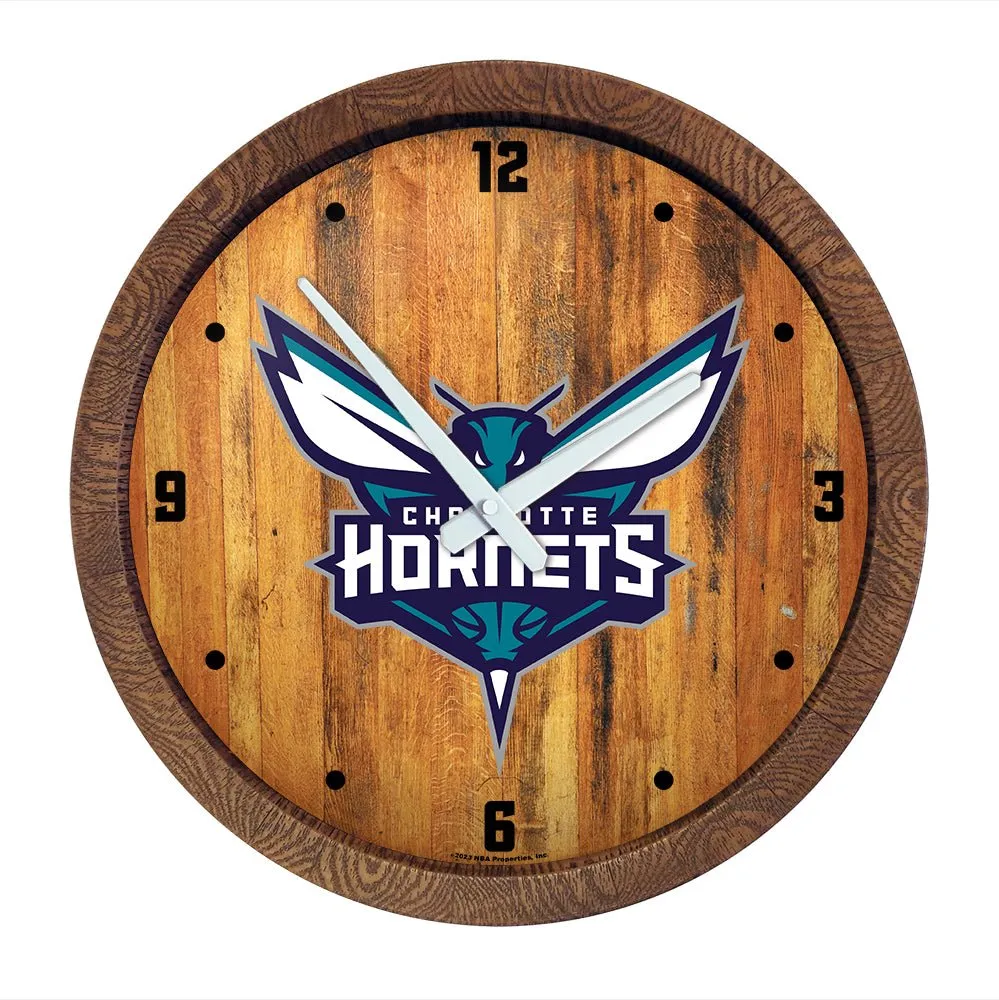 Charlotte Hornets: "Faux" Barrel Top Clock