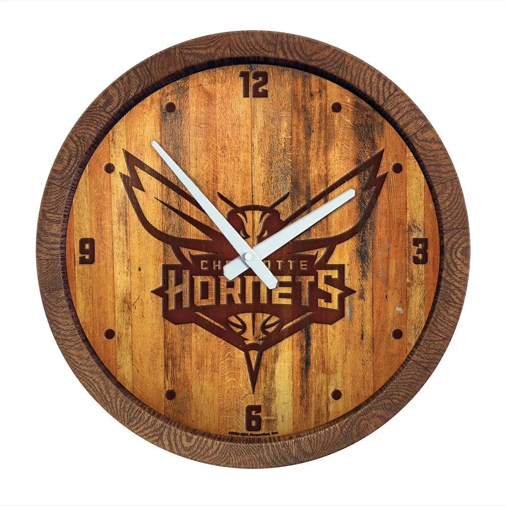 Charlotte Hornets: "Faux" Barrel Top Clock