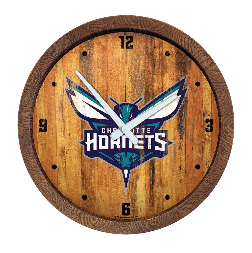 Charlotte Hornets: "Faux" Barrel Top Clock