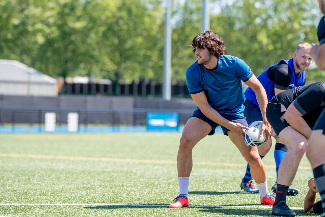 Chaussettes de rugby antidérapantes R500 Mid