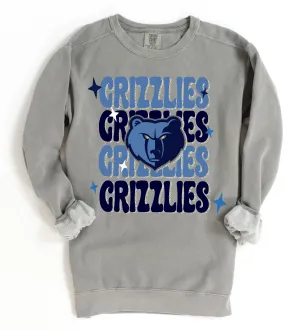 Comfort Colors , Gildan, or Bella Canvas Grizzlies Stacked Sweatshirt/ Youth and Adult Sizes