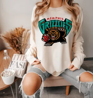 Comfort Colors Long Sleeve Retro Grizz Tee/ Basketball Shirt/ Adult and Youth Sizing - Youth will be LAT Brand