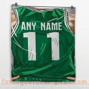 Custom Premium Quilt Blanket Boston Jersey Basketball Personalized Quilt Gifts for Her & Him