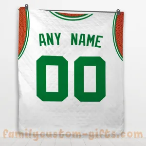 Custom Premium Quilt Blanket Boston Jersey Basketball Personalized Quilt Gifts for Her & Him