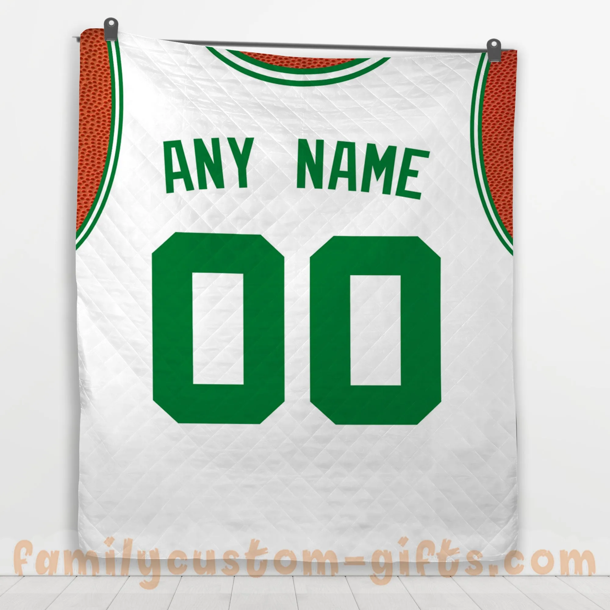 Custom Premium Quilt Blanket Boston Jersey Basketball Personalized Quilt Gifts for Her & Him