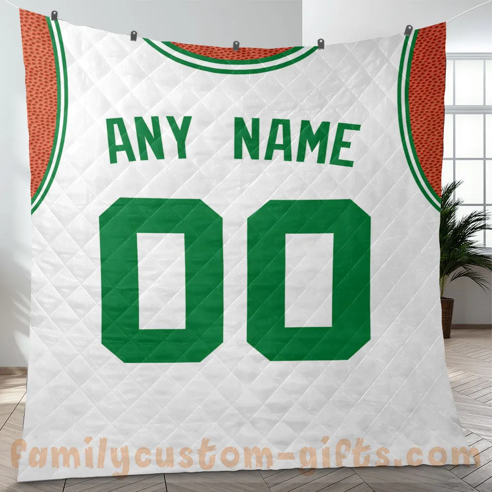 Custom Premium Quilt Blanket Boston Jersey Basketball Personalized Quilt Gifts for Her & Him
