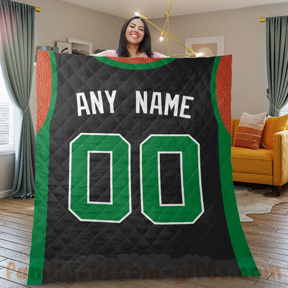 Custom Premium Quilt Blanket Boston Jersey Basketball Personalized Quilt Gifts for Her & Him