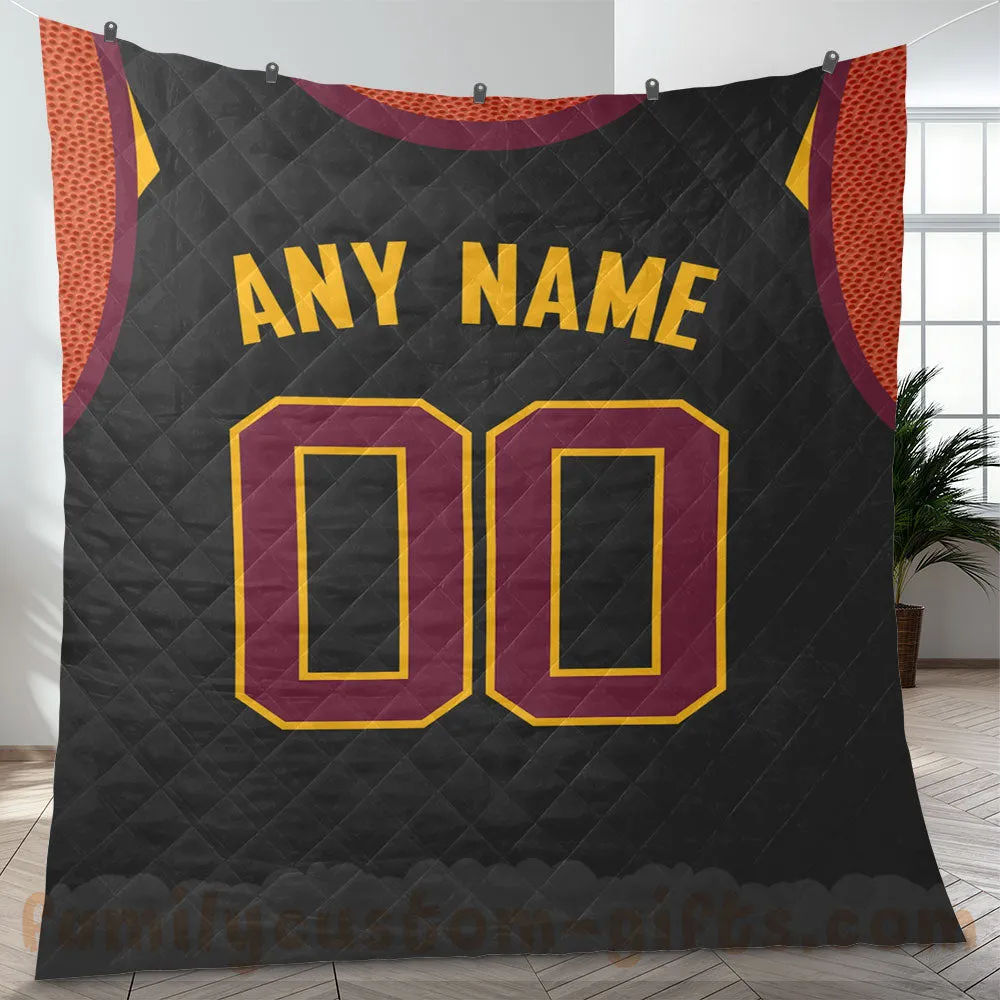 Custom Premium Quilt Blanket Cleveland Jersey Basketball Personalized Quilt Gifts for Her & Him