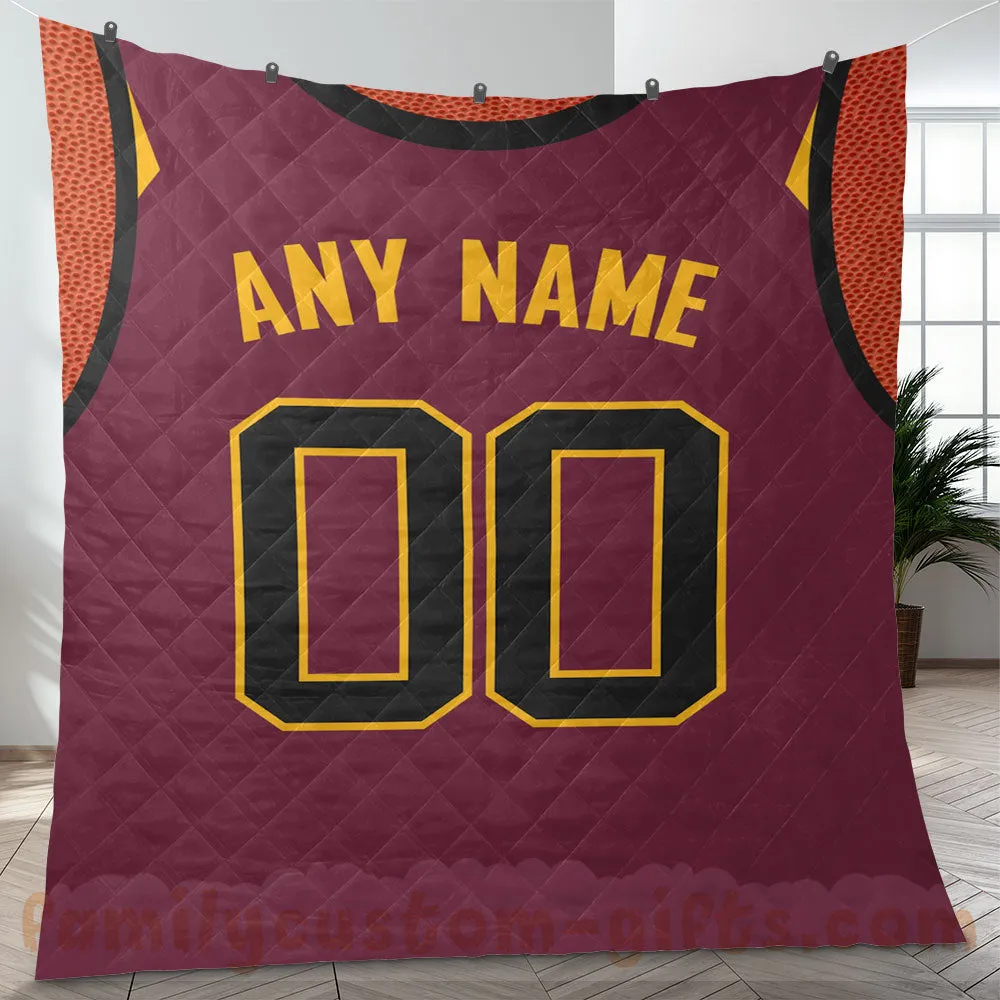 Custom Premium Quilt Blanket Cleveland Jersey Basketball Personalized Quilt Gifts for Her & Him