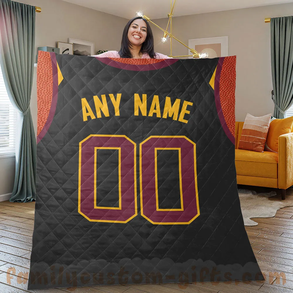 Custom Premium Quilt Blanket Cleveland Jersey Basketball Personalized Quilt Gifts for Her & Him