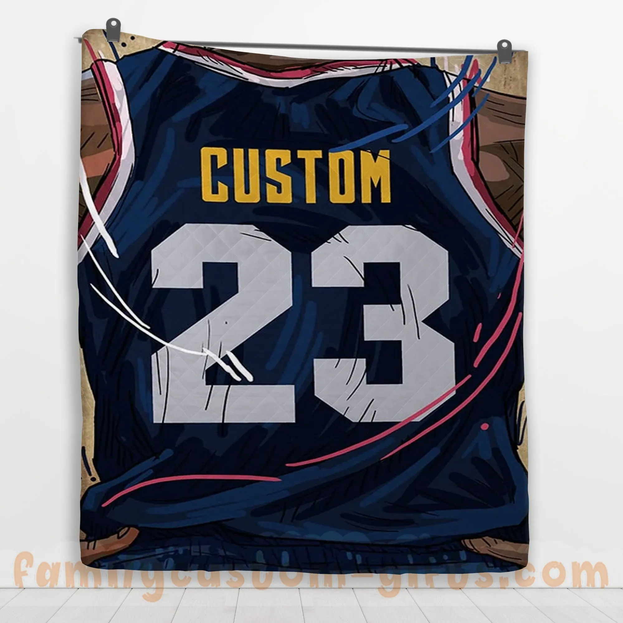 Custom Premium Quilt Blanket Denver Jersey Basketball Personalized Quilt Gifts for Her & Him