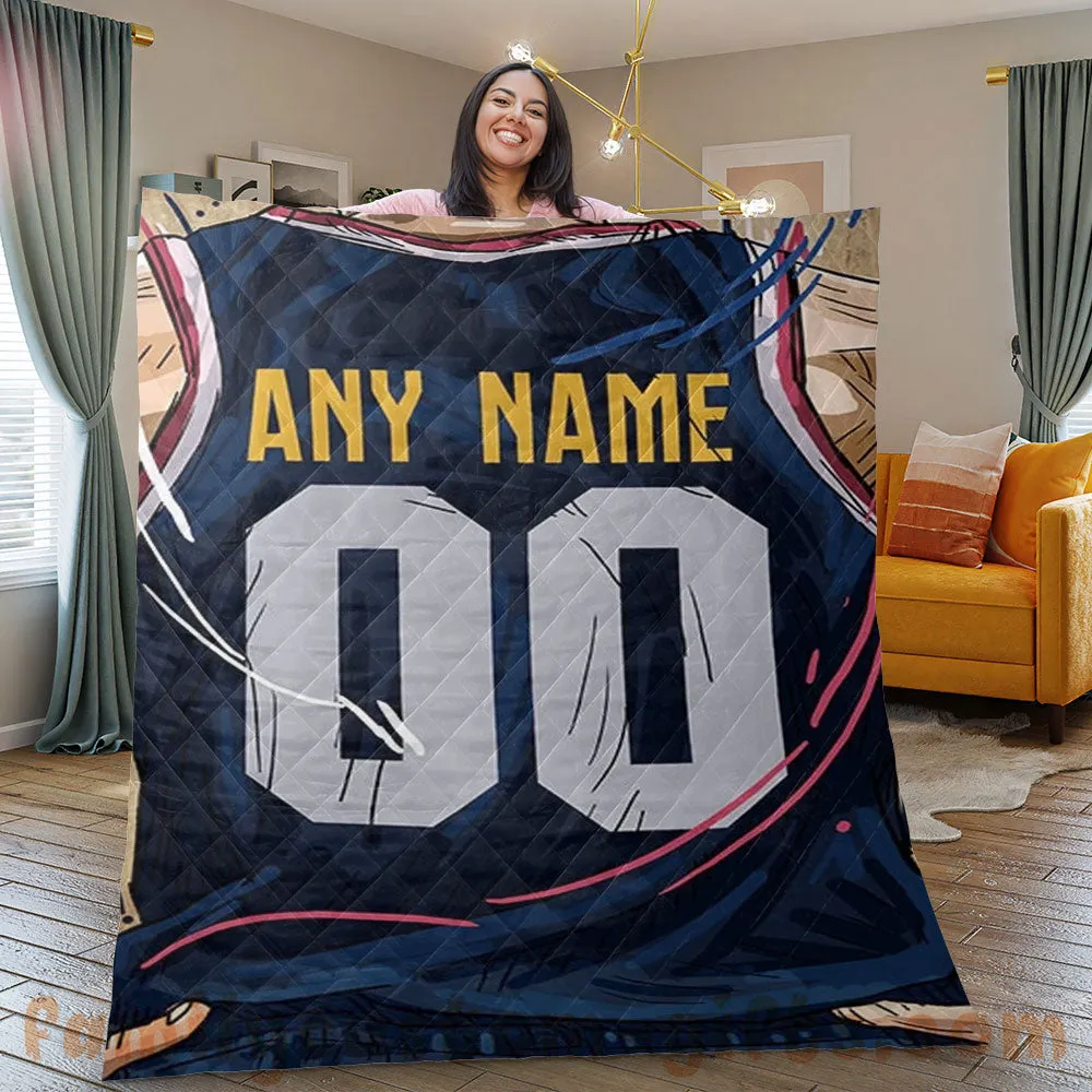 Custom Premium Quilt Blanket Denver Jersey Basketball Personalized Quilt Gifts for Her & Him