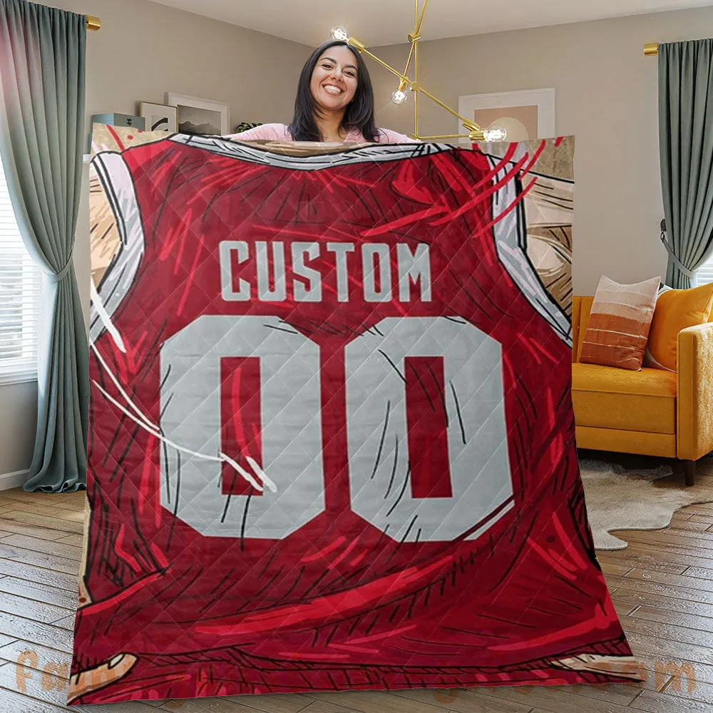 Custom Premium Quilt Blanket Houston Jersey Basketball Personalized Quilt Gifts for Her & Him