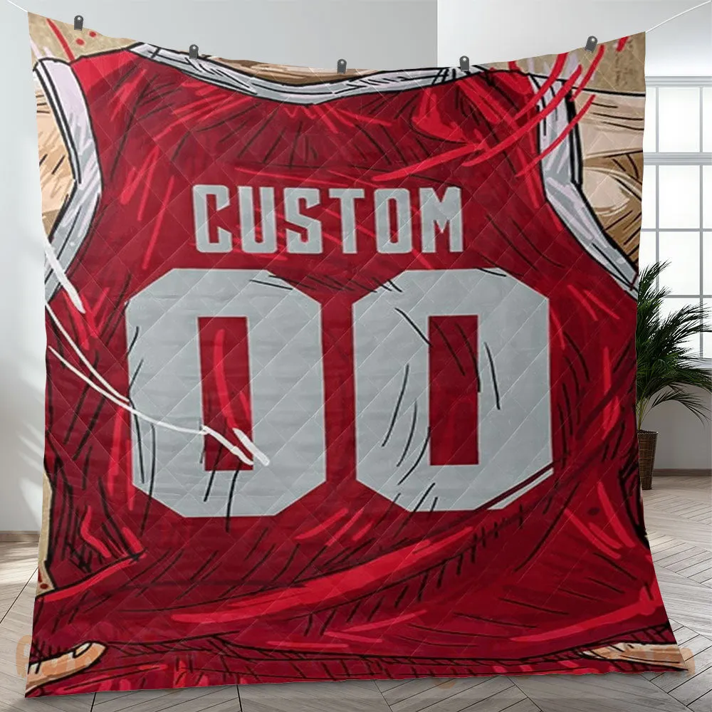 Custom Premium Quilt Blanket Houston Jersey Basketball Personalized Quilt Gifts for Her & Him
