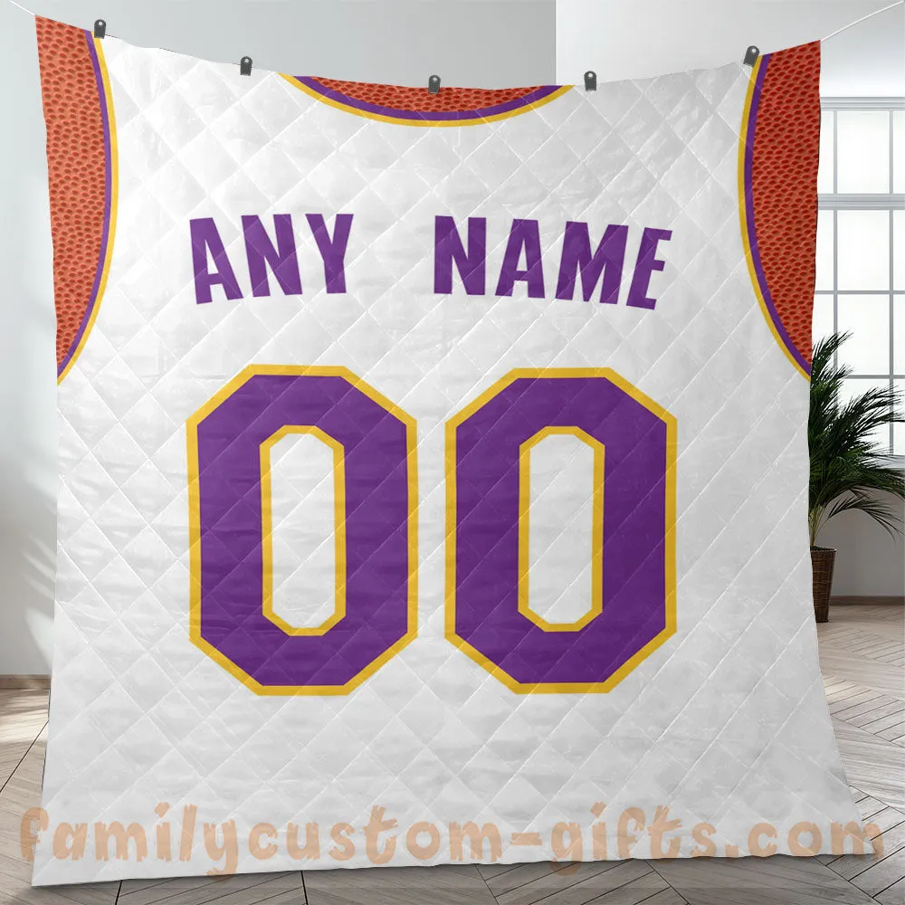 Custom Premium Quilt Blanket Los Angeles Jersey Basketball Personalized Quilt Gifts for Her & Him
