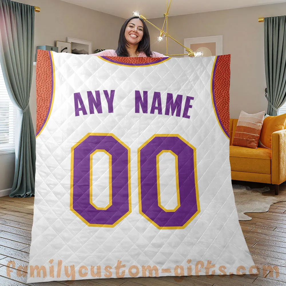 Custom Premium Quilt Blanket Los Angeles Jersey Basketball Personalized Quilt Gifts for Her & Him