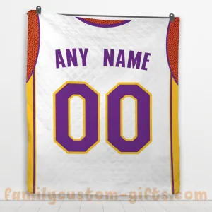 Custom Premium Quilt Blanket Los Angeles Jersey Basketball Personalized Quilt Gifts for Her & Him