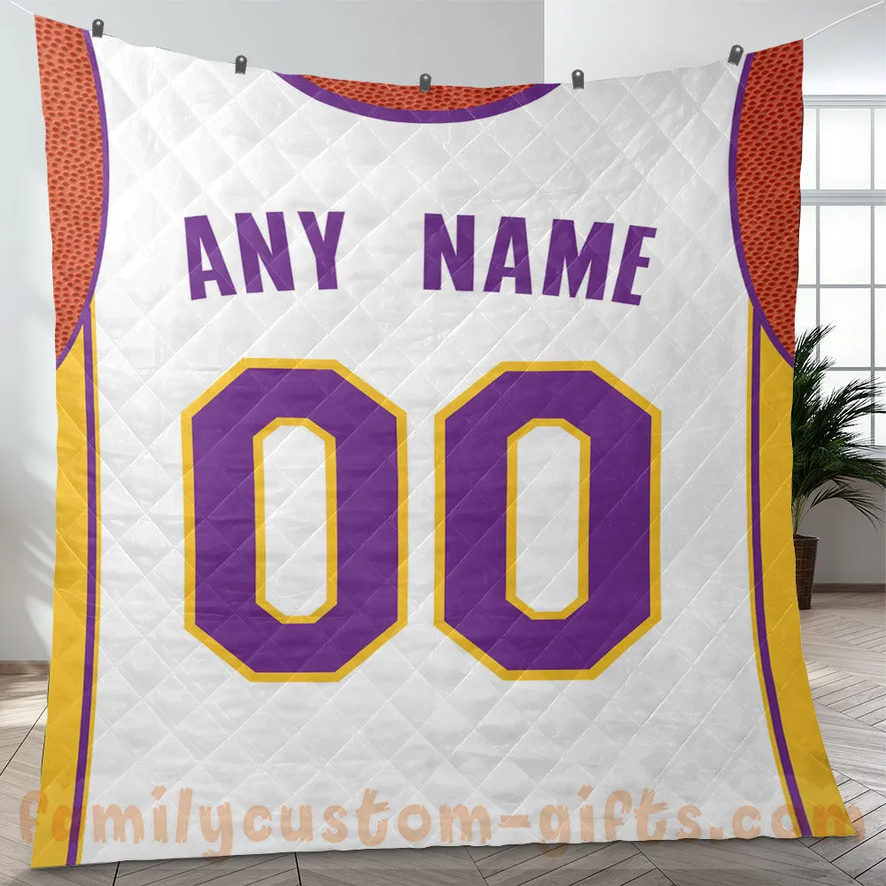Custom Premium Quilt Blanket Los Angeles Jersey Basketball Personalized Quilt Gifts for Her & Him