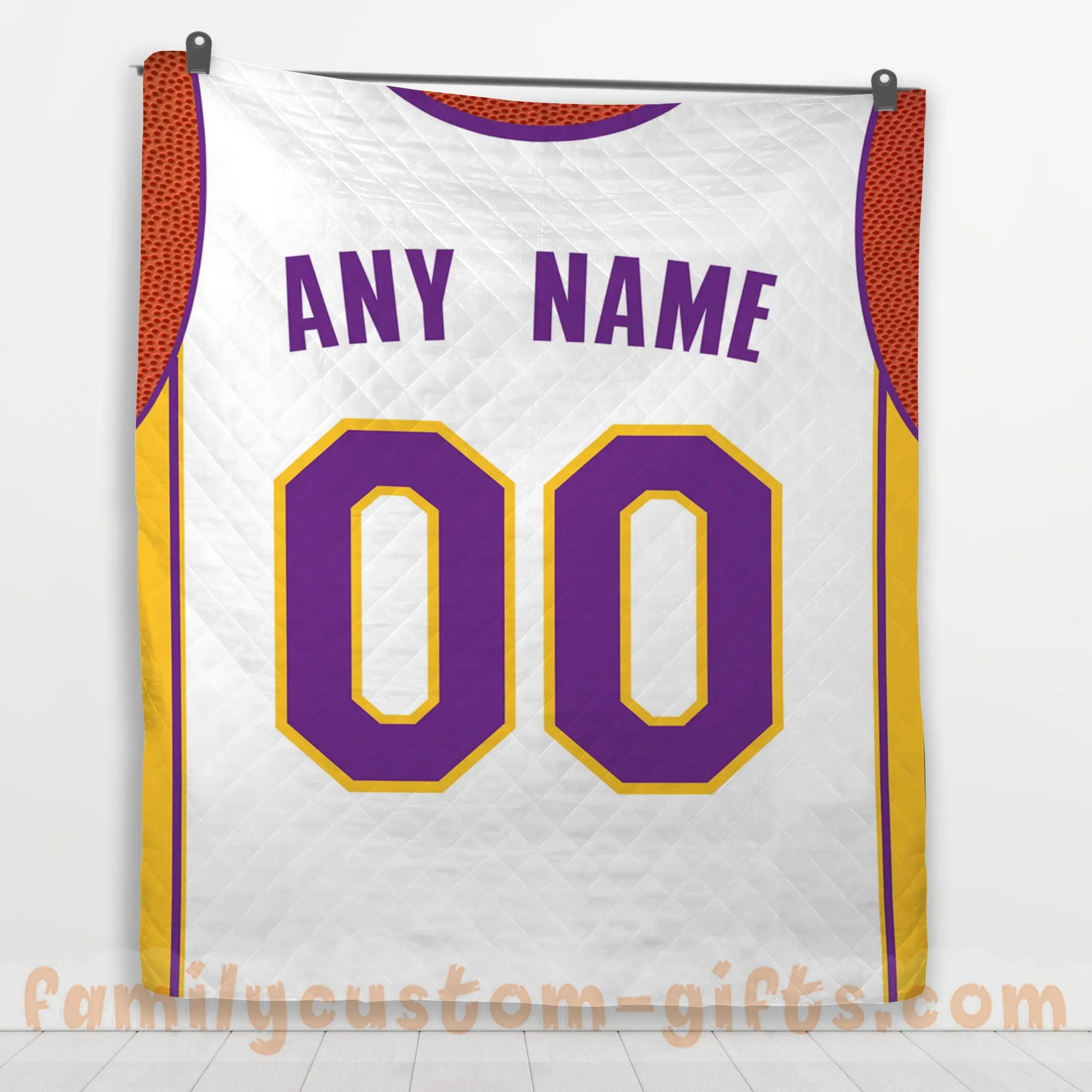 Custom Premium Quilt Blanket Los Angeles Jersey Basketball Personalized Quilt Gifts for Her & Him