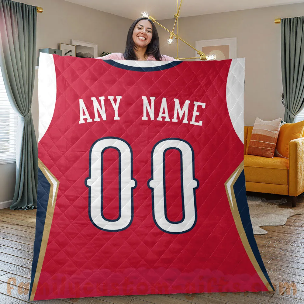 Custom Premium Quilt Blanket New Orleans Jersey Basketball Personalized Quilt Gifts for Her & Him