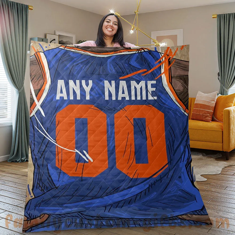 Custom Premium Quilt Blanket New York Jersey Basketball Personalized Quilt Gifts for Her & Him